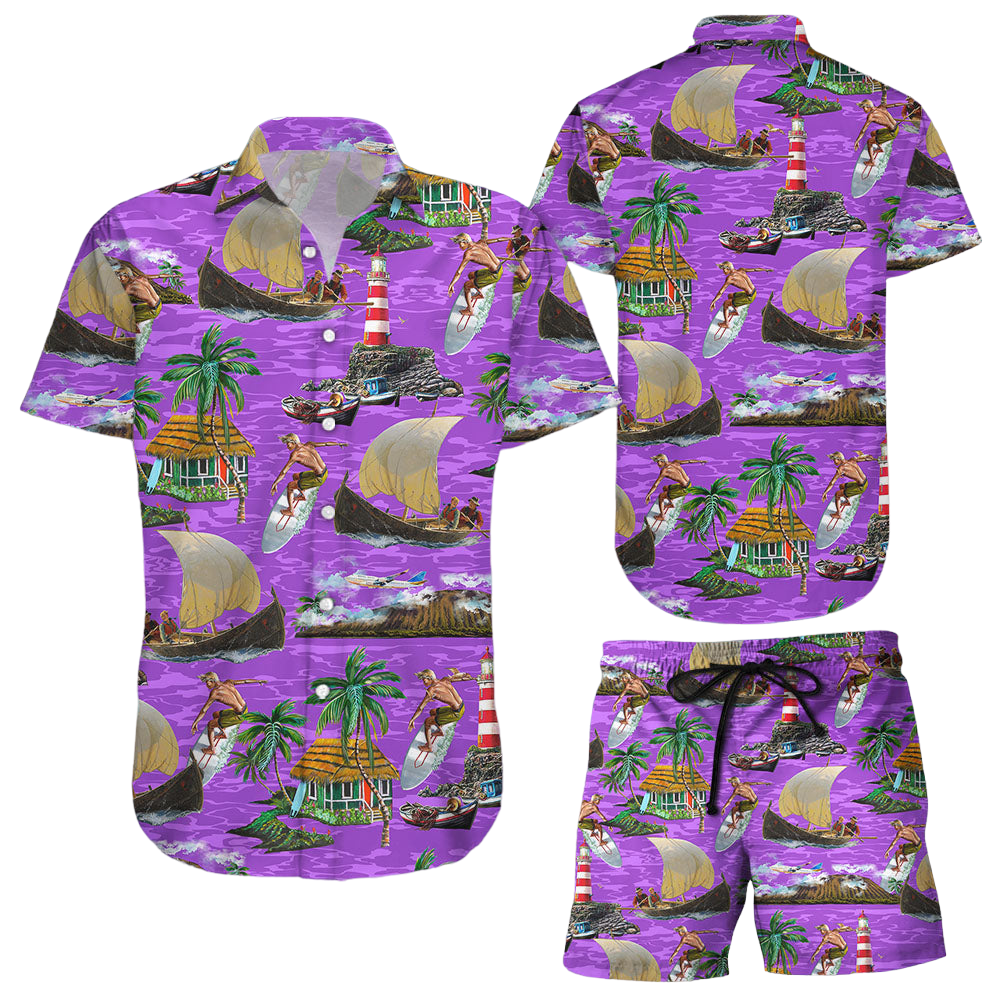 Surfing Hawaiian Shirt Surfing Boating Purple Hawaii Shirt Gifts For Summer Holiday