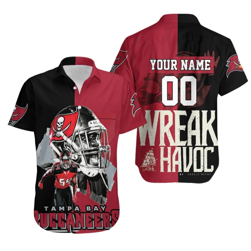 Tampa Bay Buccaneers Lavonte David 54 Wreak Havoc For Fans Personalized Hawaiian Shirt Aloha Shirt for Men Women