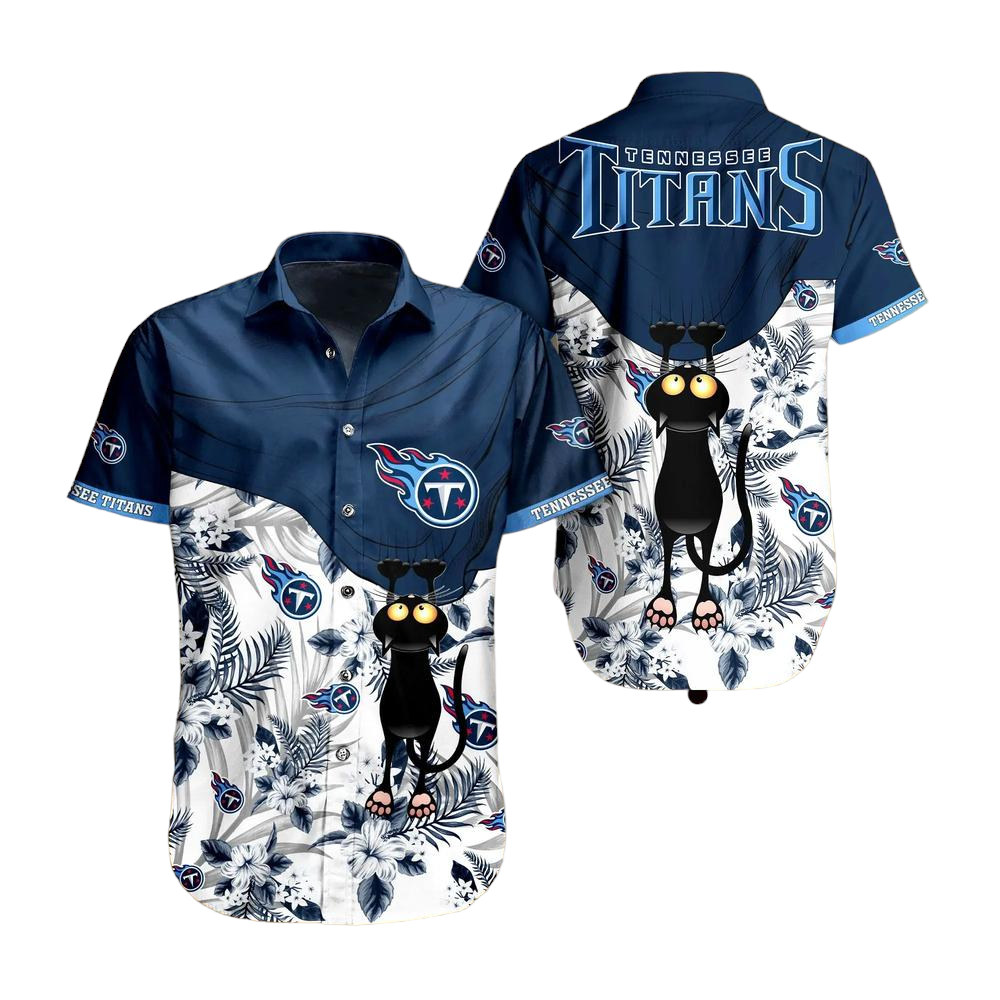 Tennessee Titans NFL Hawaiian Shirt Black Cat Graphic 3D Printed Hawaii Shirt Short Fan Ever