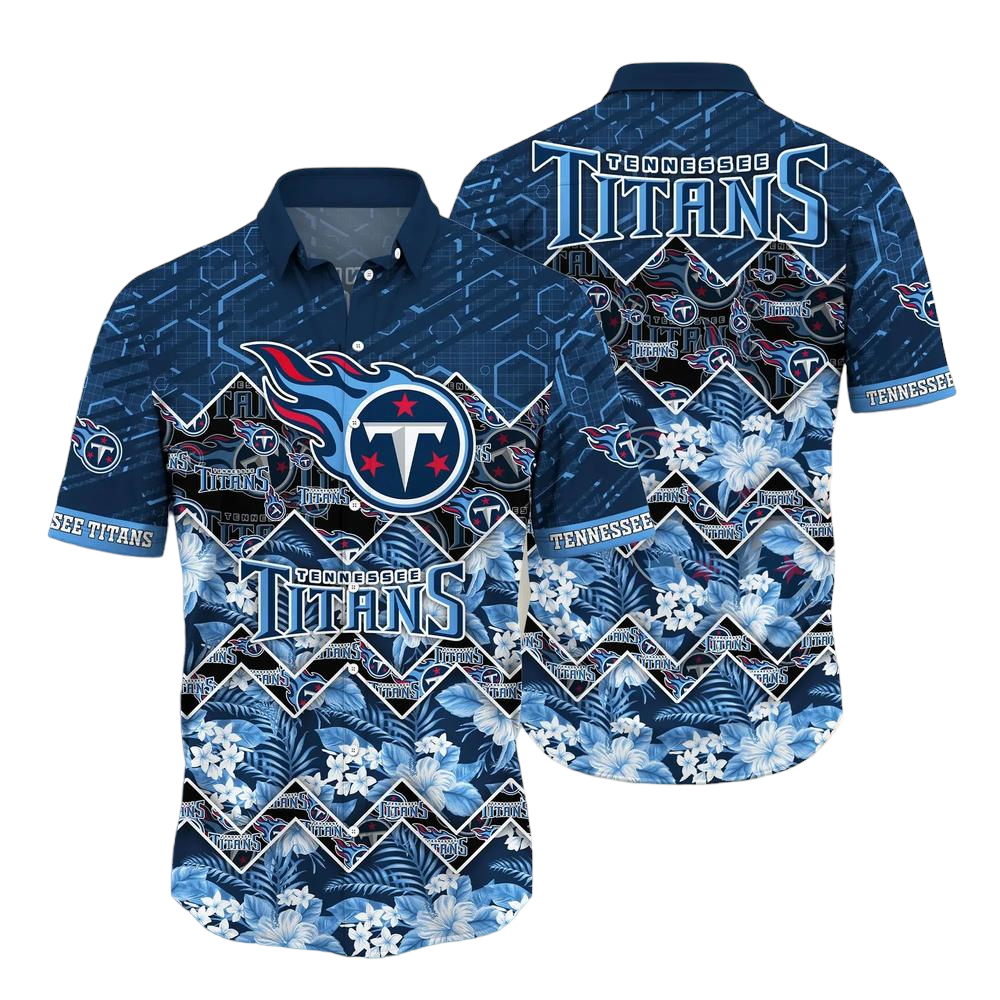 Tennessee Titans NFL Hawaiian Shirt Graphic Tropical Pattern 3D Printed Beach Shirt Summer Gift For Fan