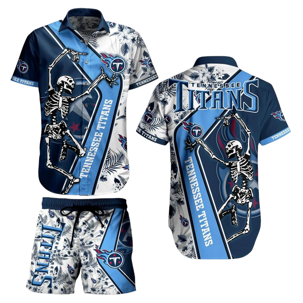 Tennessee Titans NFL Hawaiian Shirt And Short Sekeleton Design Hot Short Styles For Men Women