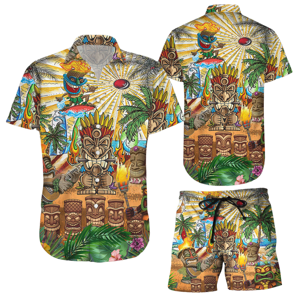 Tiki Hawaiian Shirt Colorful Awesome Tiki Aloha Hawaii Shirt Summer Holiday Gift