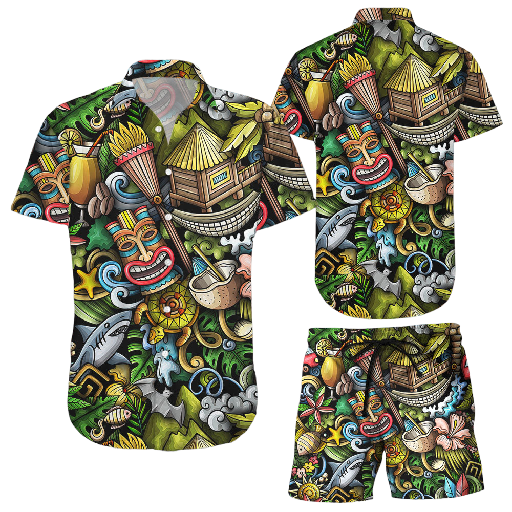 Tiki Hawaiian Shirt Hawaii Seamless Hawaiian Culture Hawaii Shirt Beach Themed Gift