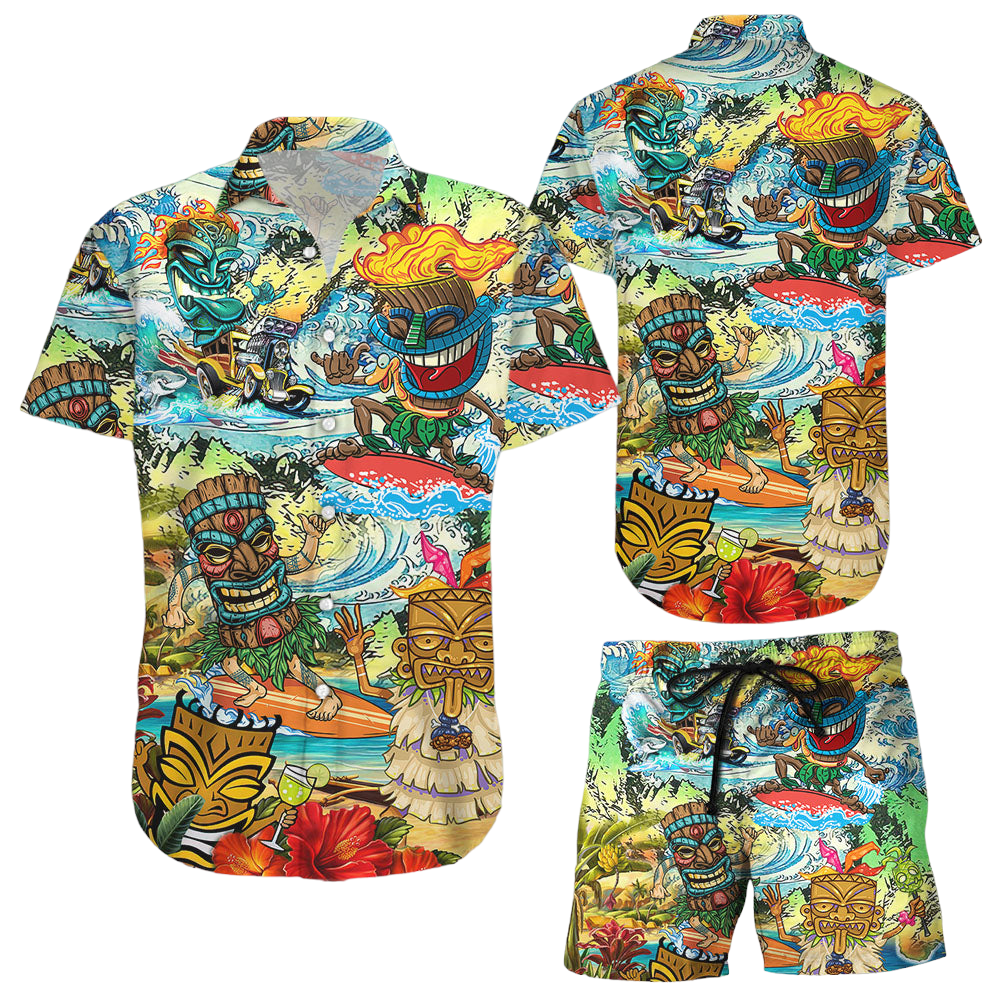 Tiki Hawaiian Shirt Tiki Surfboard Drinking Beach Get Here Funny Hawaii Shirt Best Gift For Summer