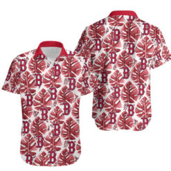 Topsportee Boston Red Sox Leaf And Logo Limited Edition Hawaiian Shirt Aloha Shirt for Men Women