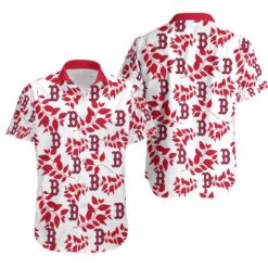 Topsportee Boston Red Sox Leaves Hawaiian Shirt Aloha Shirt for Men Women