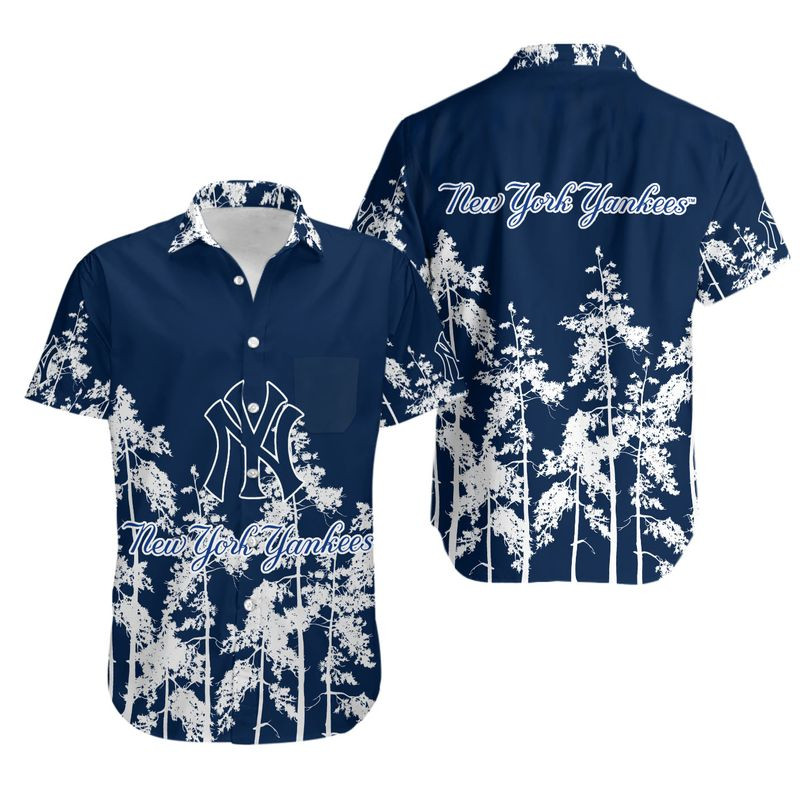 Topsportee New York Yankees Secret Forest Hawaiian Shirt Aloha Shirt for Men Women