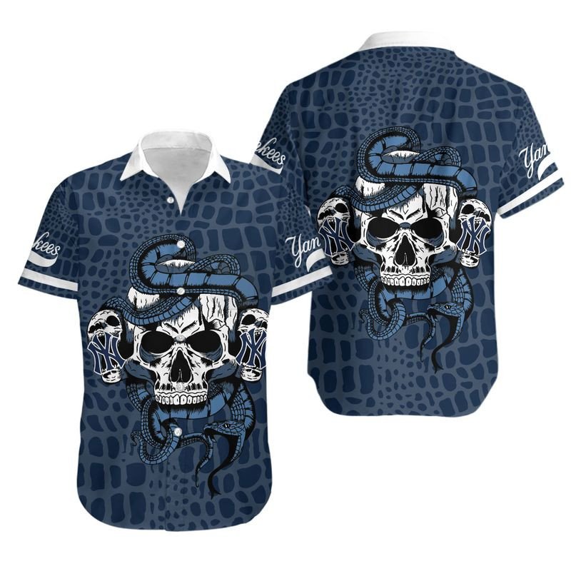 Topsportee New York Yankees Snake And Skull Limited Edition Hawaiian Shirt Aloha Shirt for Men Women