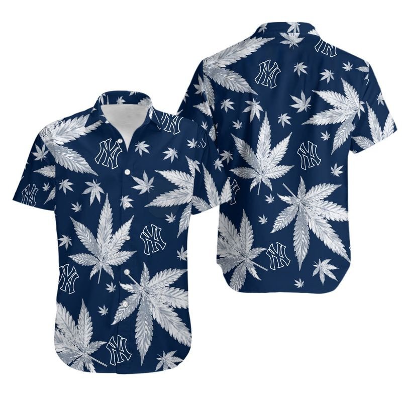 Topsportee New York Yankees Weed Pattern Hawaiian Shirt Aloha Shirt for Men Women