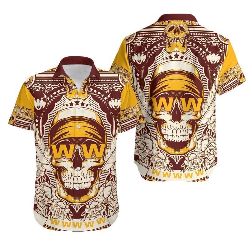 Washington Football Team Skull NFL Gift For Fan Hawaiian Shirt Aloha Shirt for Men Women and Short