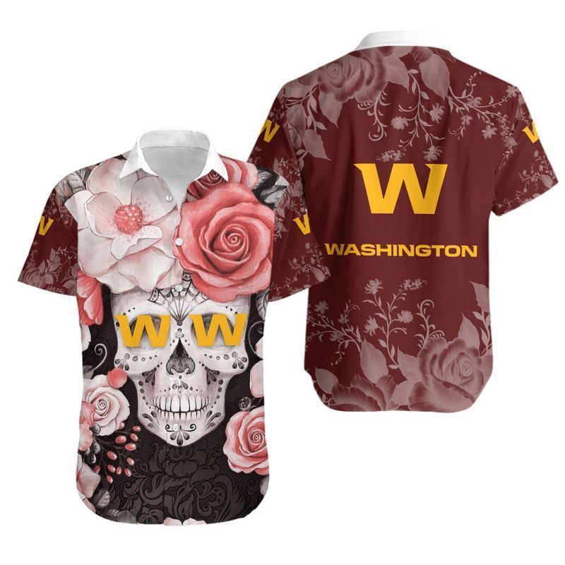 Washington Football Team Skull NFL Gift For Fan Hawaiian Shirt Aloha Shirt for Men Women