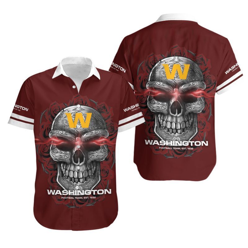 Washington Football Team Sugar Skull NFL Gift For Fan Hawaiian Shirt Aloha Shirt for Men Women