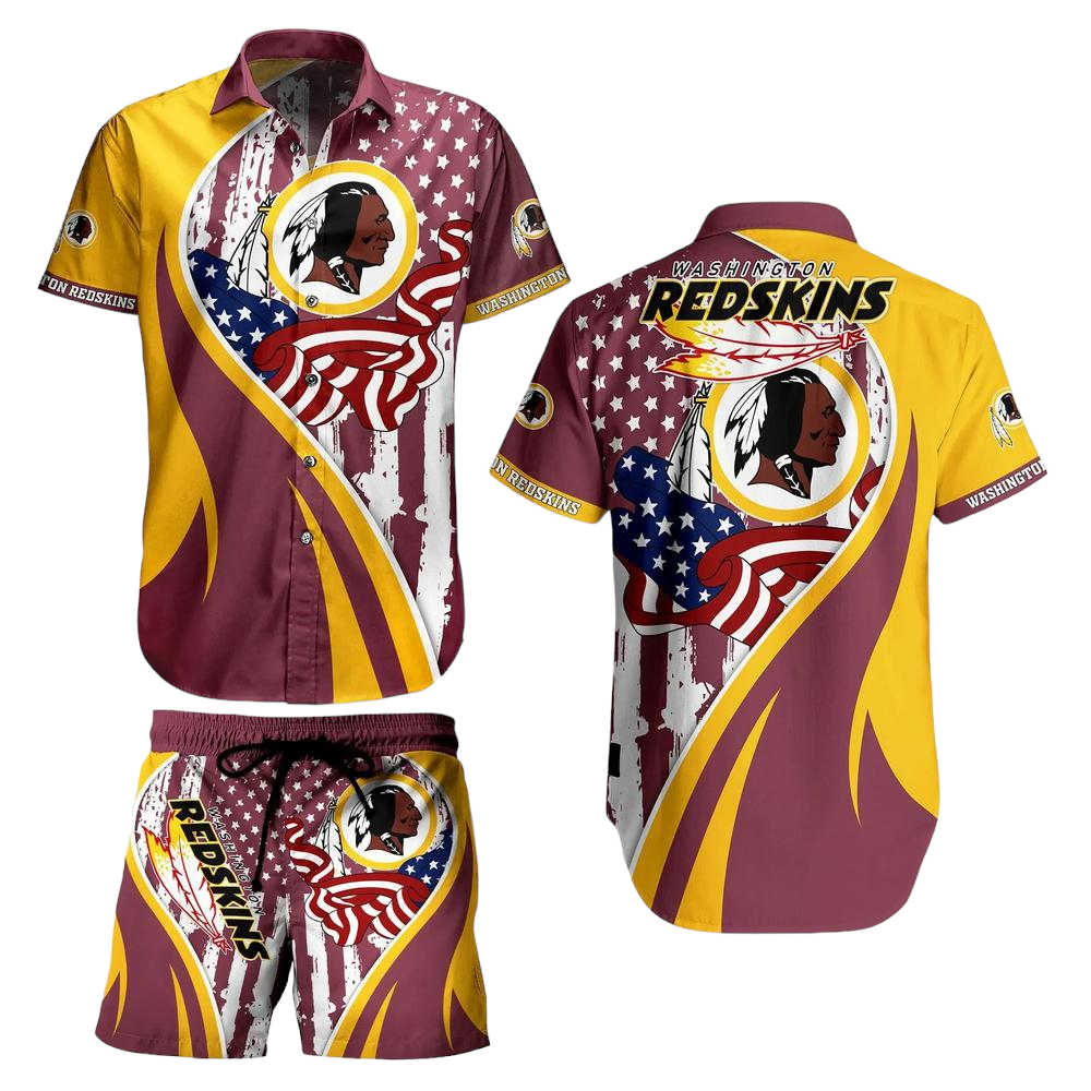 Washington Redskins NFL Hawaiian Shirt Vintage US Flag Graphic Summer Gift For Men Women Fan NFL