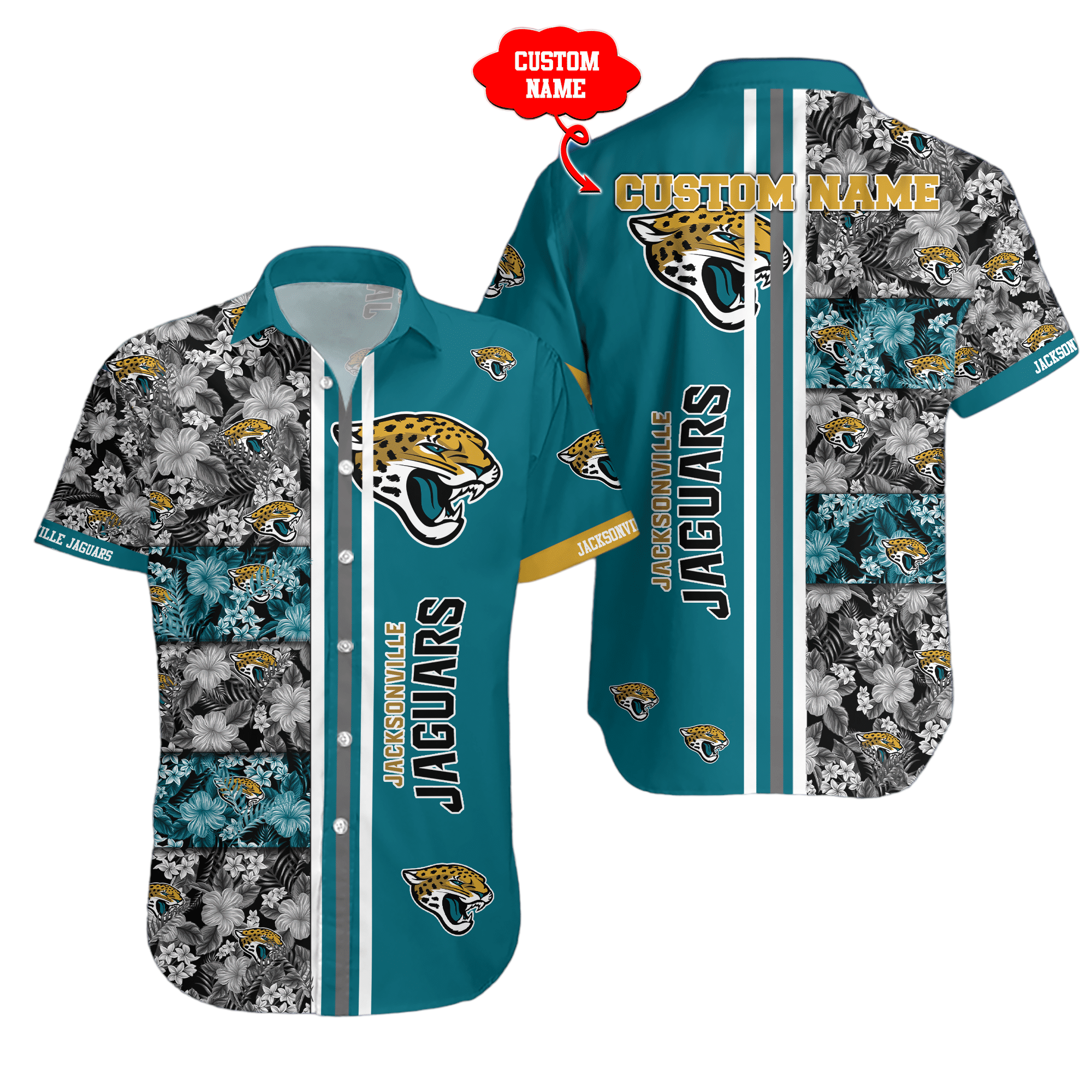 custom jacksonville jaguars nfl Hawaiian Shirt Aloha Shirt for Men Women