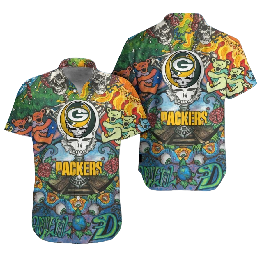 green bay packers grateful dead nfl gift for fan Hawaiian Shirt Aloha Shirt for Men Women