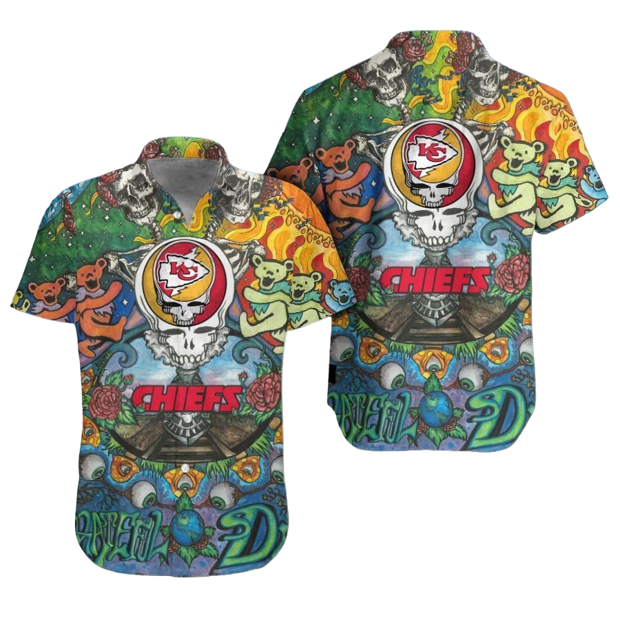 kansas city chiefs grateful dead nfl gift for fan Hawaiian Shirt Aloha Shirt for Men Women