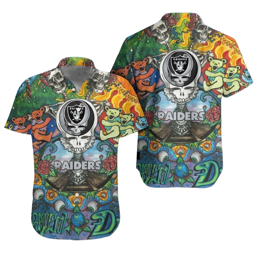 las vegas raiders grateful dead nfl gift for fan Hawaiian Shirt Aloha Shirt for Men Women