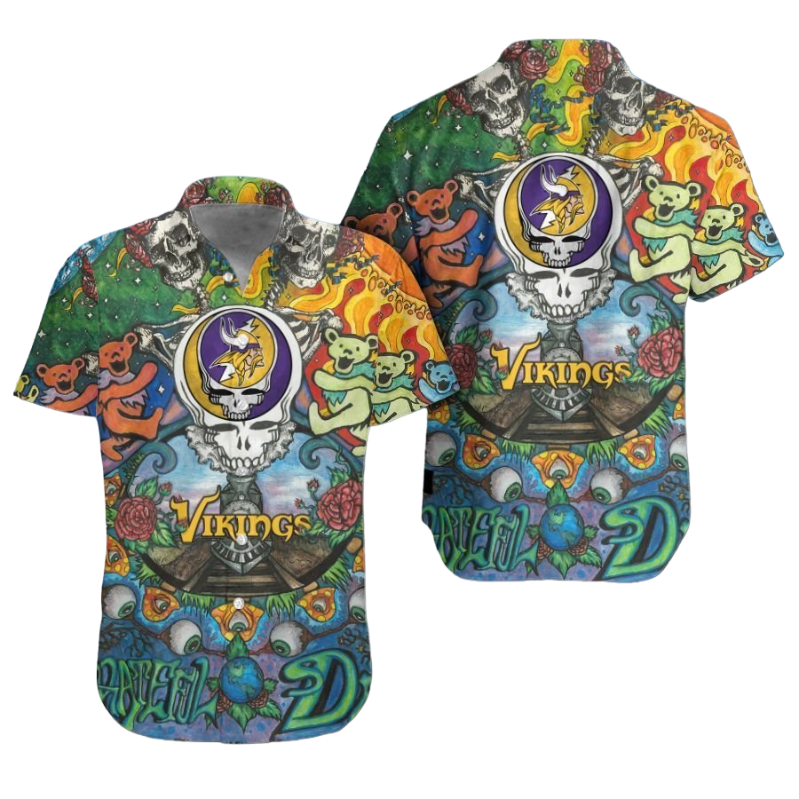 minnesota vikings grateful dead nfl gift for fan Hawaiian Shirt Aloha Shirt for Men Women