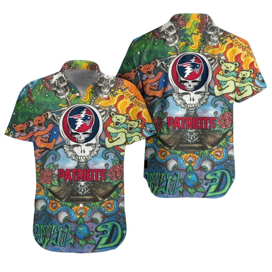 new england patriots grateful dead nfl gift for fan Hawaiian Shirt Aloha Shirt for Men Women
