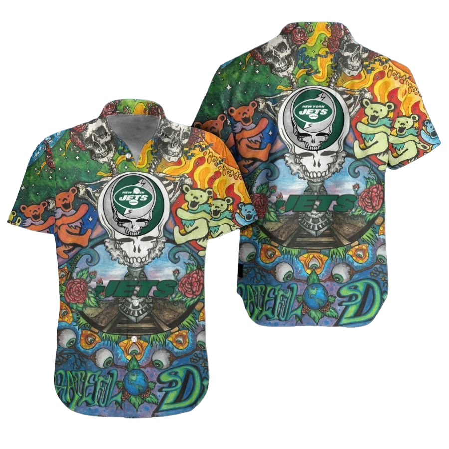 new york jets grateful dead nfl gift for fan Hawaiian Shirt Aloha Shirt for Men Women