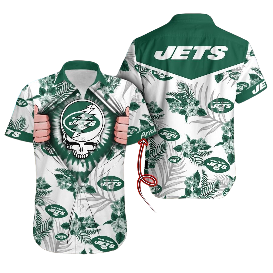 nfl new york jets grateful dead gift for fan personalized Hawaiian Shirt Aloha Shirt for Men Women