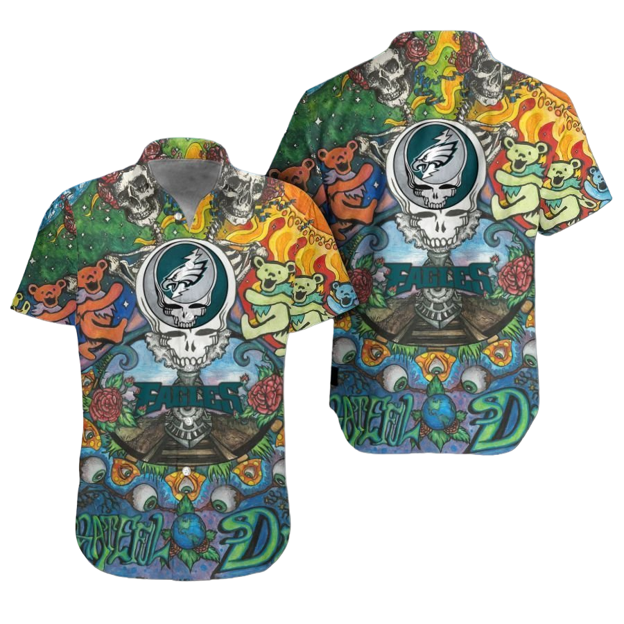 philadelphia eagles grateful dead nfl gift for fan Hawaiian Shirt Aloha Shirt for Men Women