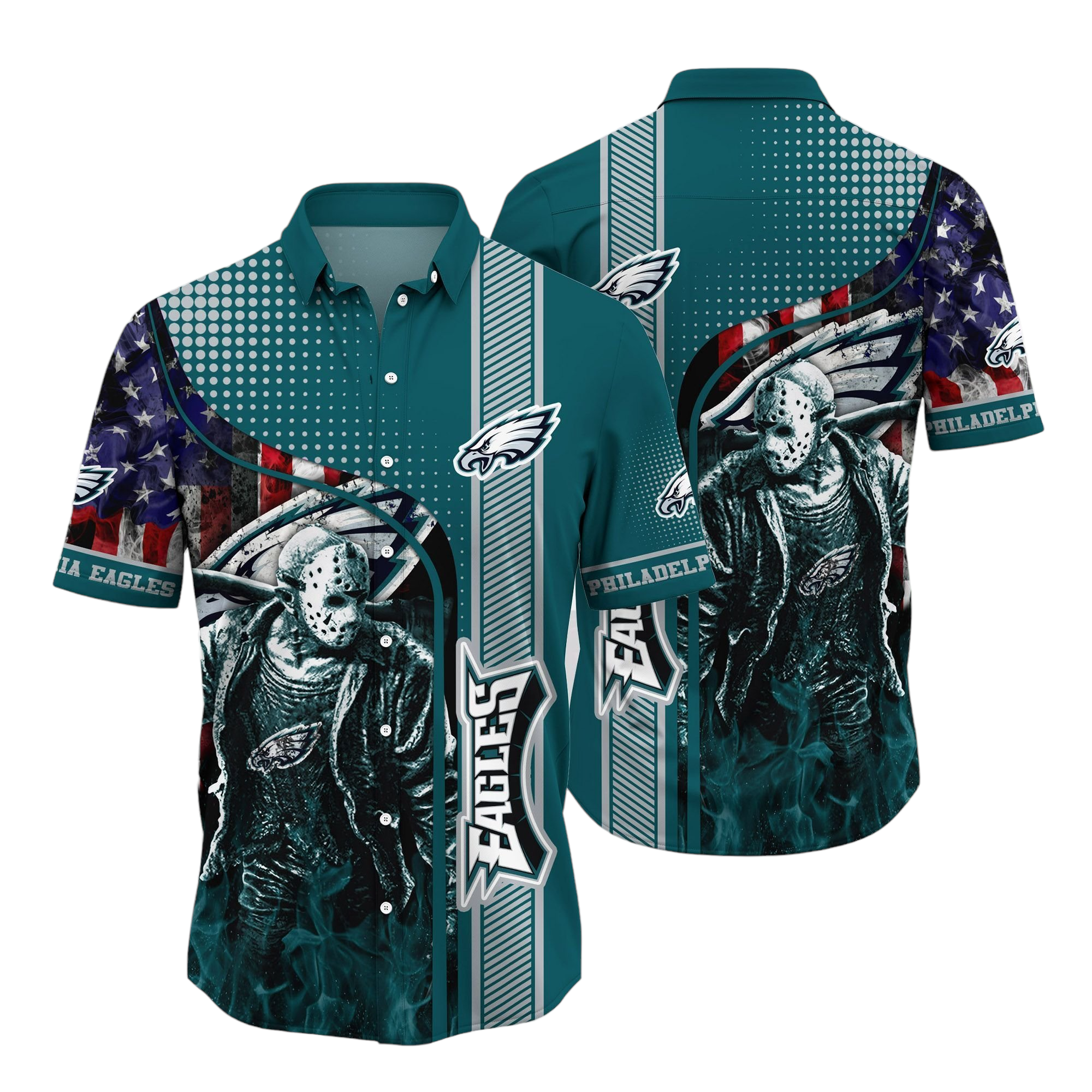 philadelphia eagles halloweenaloha Hawaiian Shirt Aloha Shirt for Men Women