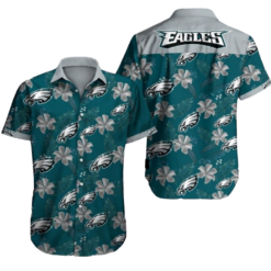 philadelphia eagles hibicus nfl button Hawaiian Shirt Aloha Shirt for Men Women