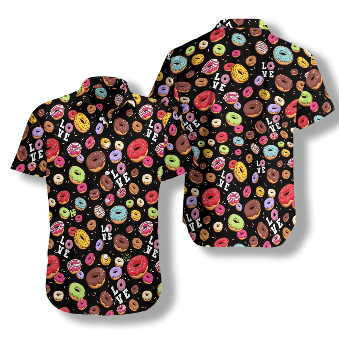 I Love Donut Black Hawaiian Shirt Aloha Shirt For Men and Women