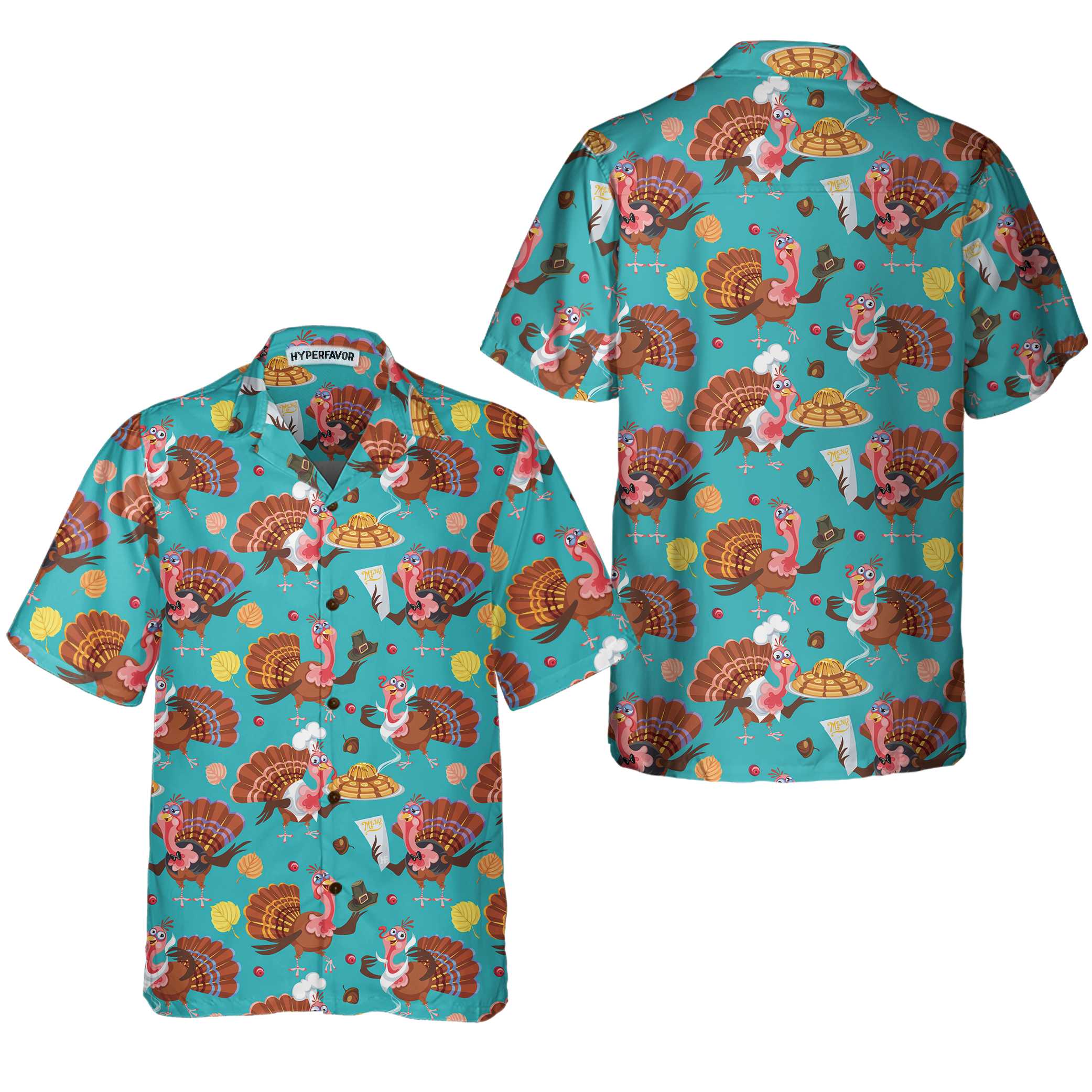 Happy Thanksgiving Turkeys Chef Thanksgiving Hawaiian Shirt Funny Turkey Shirt For Thanksgiving Day Aloha Shirt For Men and Women