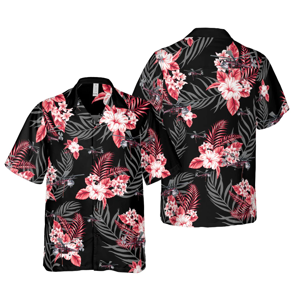 S-64 Skycrane With Tropical Flowers Ver 1 Hawaiian Shirt Aloha Shirt For Men and Women