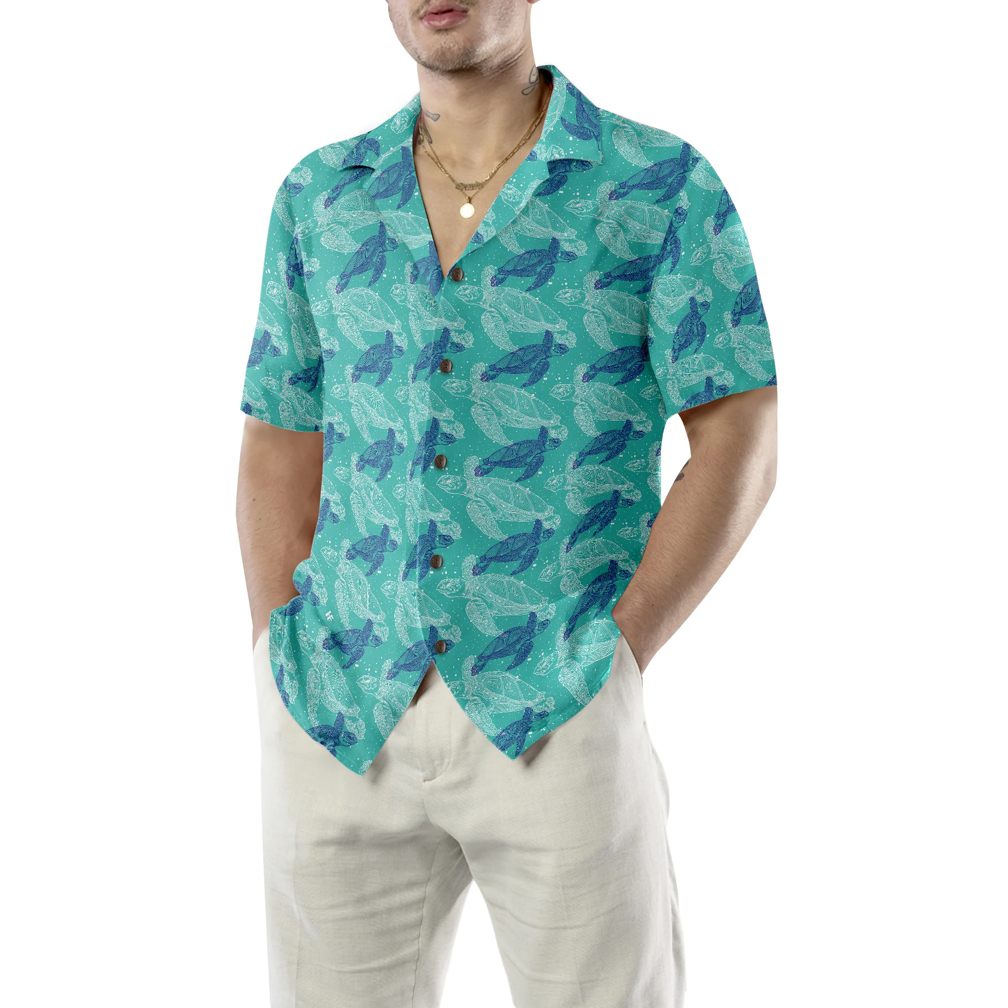 Marine Life Sea Turtle Hawaiian Shirt Aloha Shirt For Men and Women