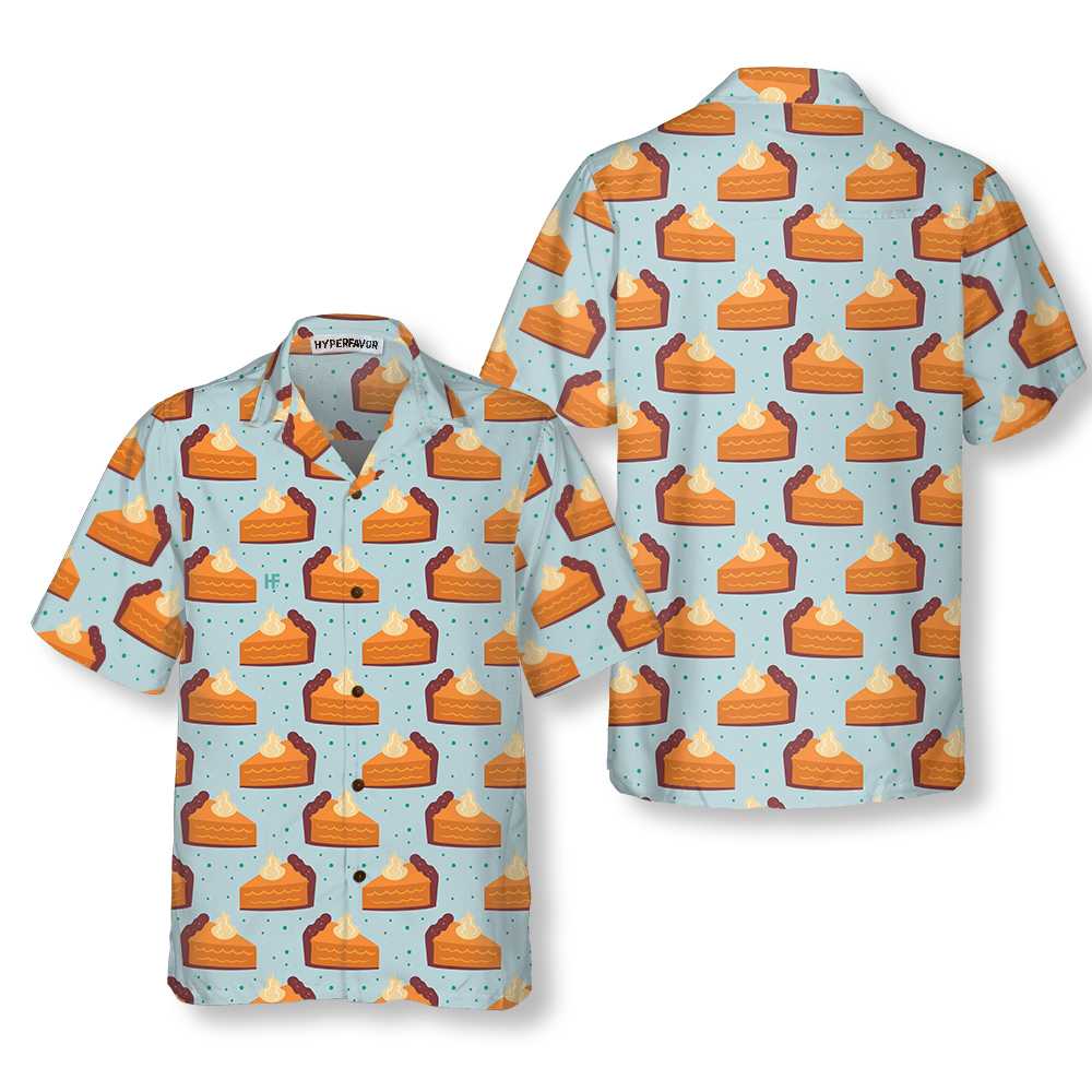 Thanksgiving Pumpkin Pie On Light Blue Hawaiian Shirt Funny Thanksgiving Shirt Gift For Thanksgiving Day Aloha Shirt For Men and Women