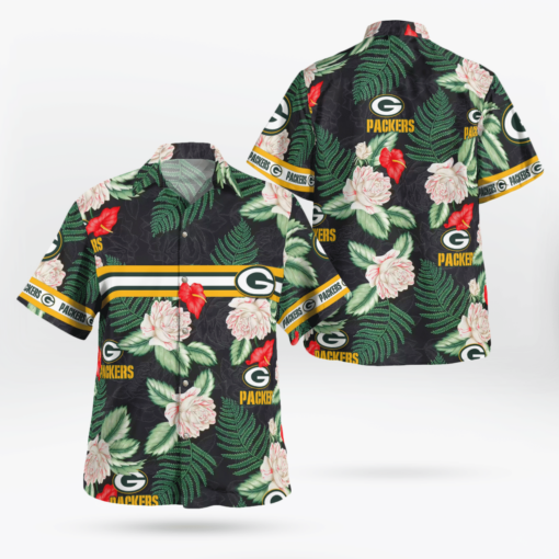 Packers Pattern Rose Flower Hawaiian shirt Aloha Shirt For Men Women