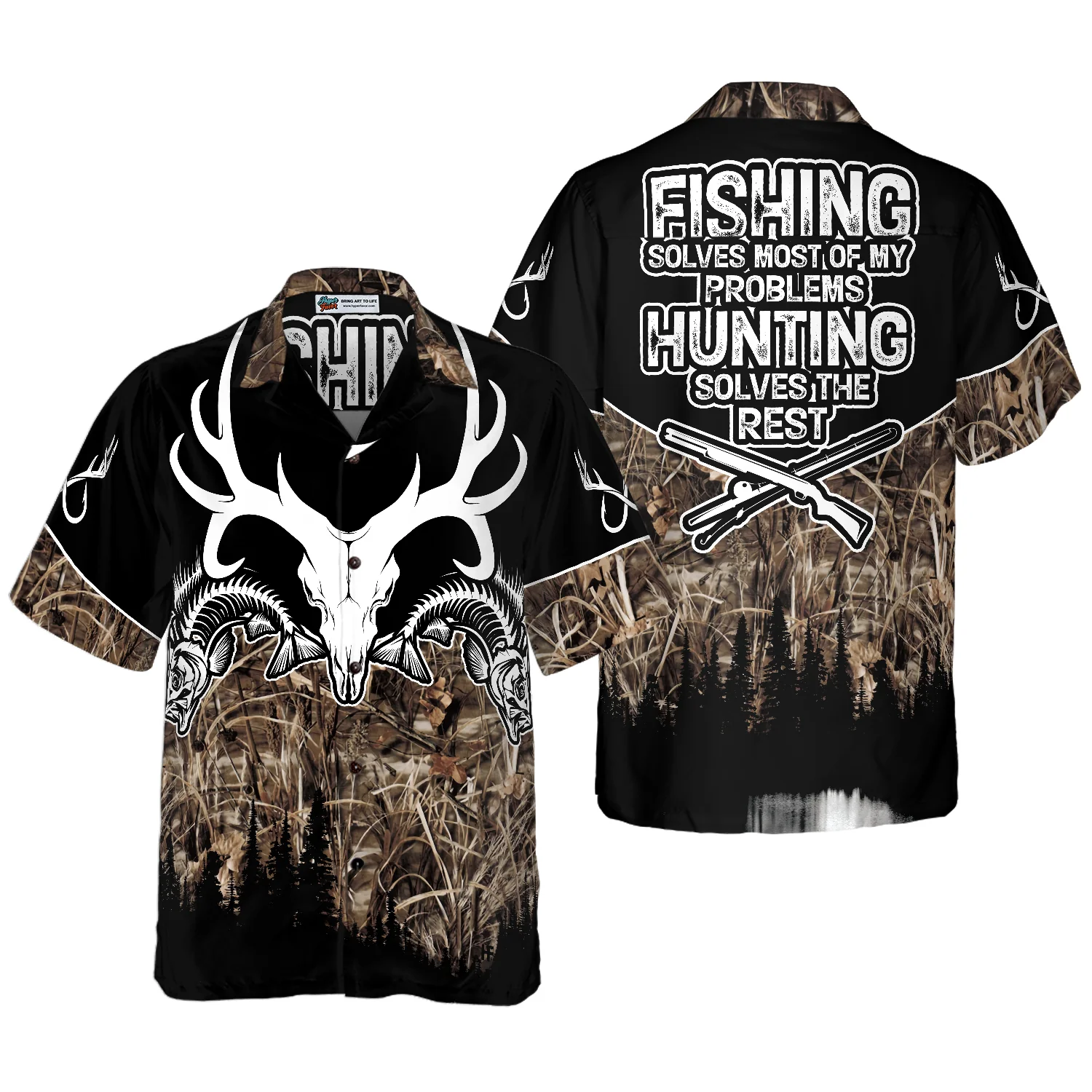 Hunting - Fishing Solve All My Problems Hawaiian Shirt Aloha Shirt For Men and Women