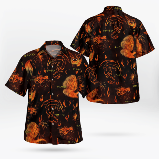 Pokmon Fire Type Hawaii Shirt Aloha Shirt For Men Women