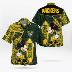 Mickey Walt Disney Green Bay Packers Tribal Hawaii Shirt Aloha Shirt For Men Women