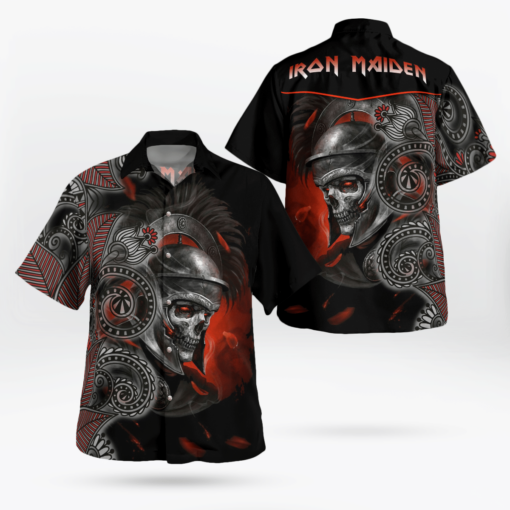 IRM Skull Tribal Flower Black Hawaii Shirt Aloha Shirt For Men Women