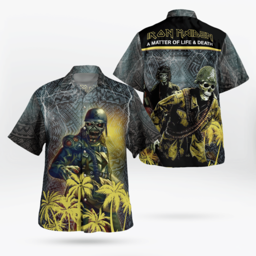 Iron Maiden A Matter Of Life  Death 2006 Tribal Hawaiian Shirt Aloha Shirt For Men Women