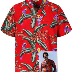 Original Hawaiihemd, Tom Selleck Rot Hawaiian Shirt, Summer Hawaiian, Short-Sleeve Hawaiian Shirt