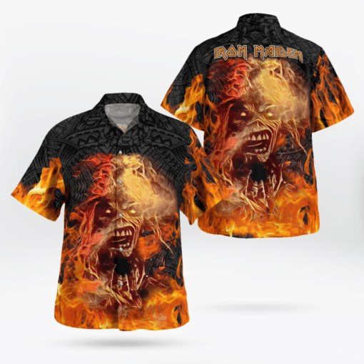 Iron Maiden Metal Flame Hawaiian Shirt Aloha Shirt For Men Women