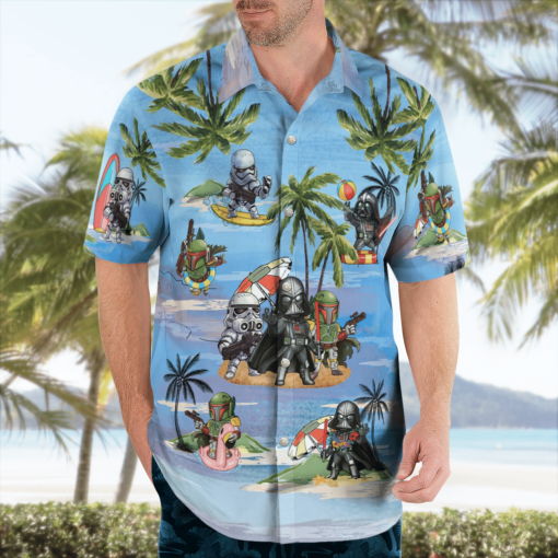 Vader Boba Fett Trooper Summer Time Hawaiian Shirt - Blue