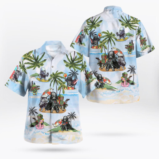 Vader Boba Fett Trooper Summer Time Hawaiian Shirt - Light Blue