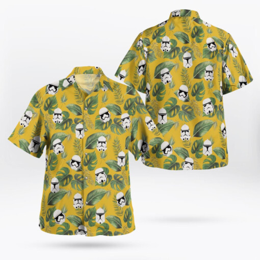 Trooper Face Tropical Leaves Hawaiian Shirt