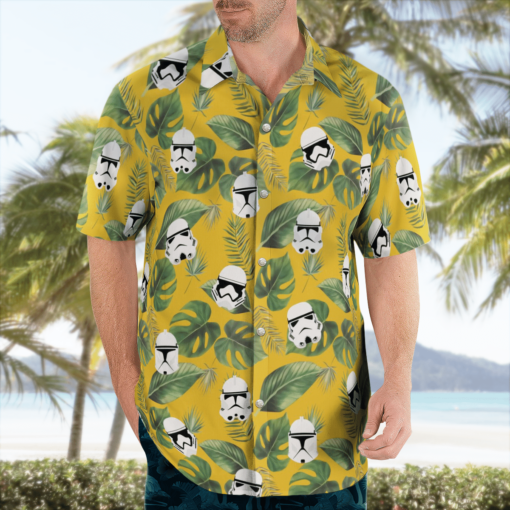 Trooper Face Tropical Leaves Hawaiian Shirt