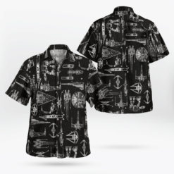 Space Ship Pattern Hawaiian Shirt - Black - Dream Art Europa