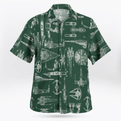 Space Ship Pattern Hawaiian Shirt - Green - Dream Art Europa