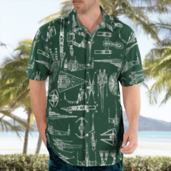 Space Ship Pattern Hawaiian Shirt - Green - Dream Art Europa