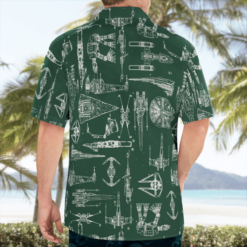 Space Ship Pattern Hawaiian Shirt - Green - Dream Art Europa