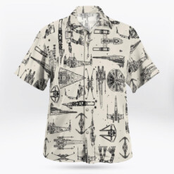 Space Ship Pattern Hawaiian Shirt - White - Dream Art Europa